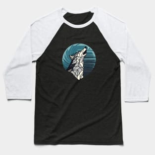 Geometric wolf howling to the moon Baseball T-Shirt